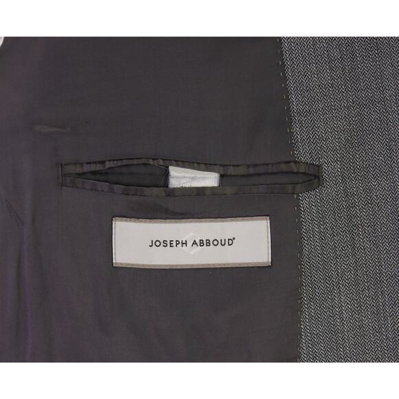 Joseph Abboud Gray Herringbone Woven Silk Wool 2-Btn Sportcoat Blazer 44R - Picture 8 of 9